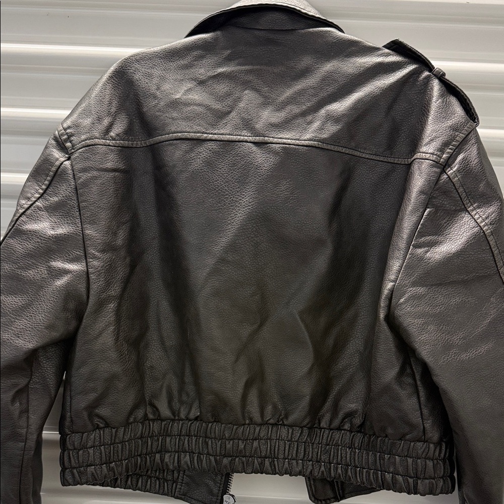 Topshop Faux Leather Dark Brown Jacket - Picture 4 of 4